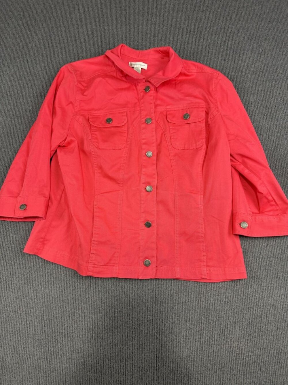 Christopher & Banks Womens Red Button-Up Jacket XL 3/4 Sleeve